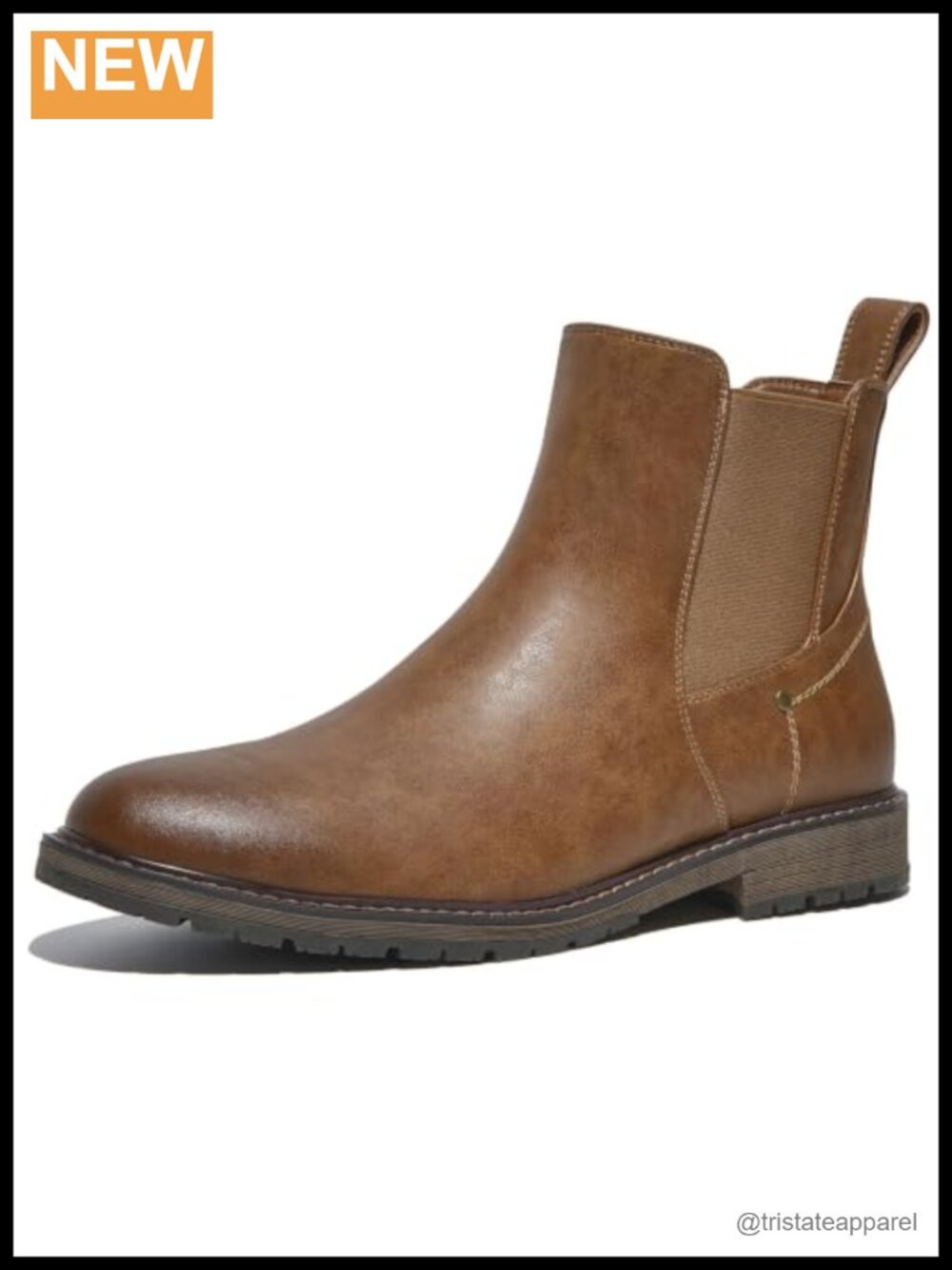 Men's Chelsea Boots Round Toe Slip On Ankle Boots PU Leather Waterproof